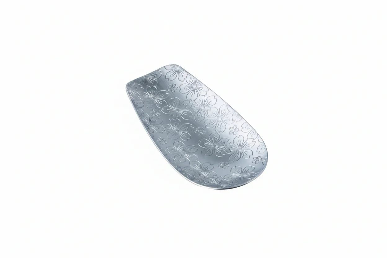 Aoyoshi: Stainless Chasaji Sakura Design Tea Scoop ステンレス茶箕 さくら - Image 4
