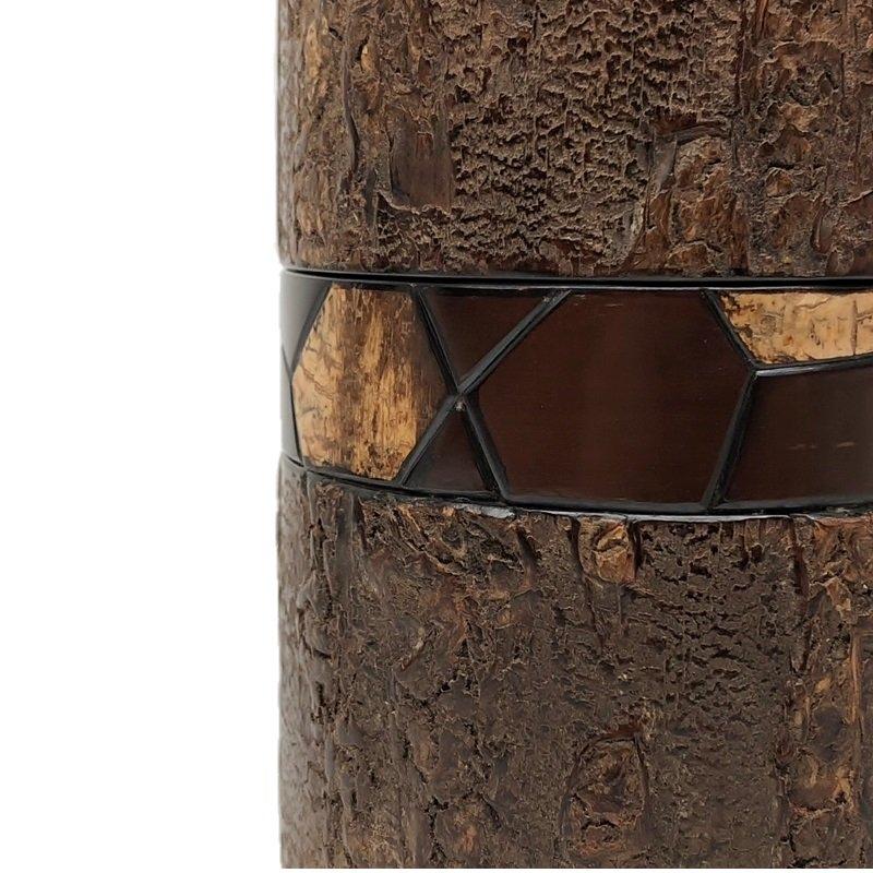 Fujiki Denshiro: Frosted Oyamazakura Bark Chazutsu (Horizontal Stripe) by Arakawa Keitaro 総皮茶筒 大山桜 霜降皮 横 （荒川慶太郎　作） - Image 3