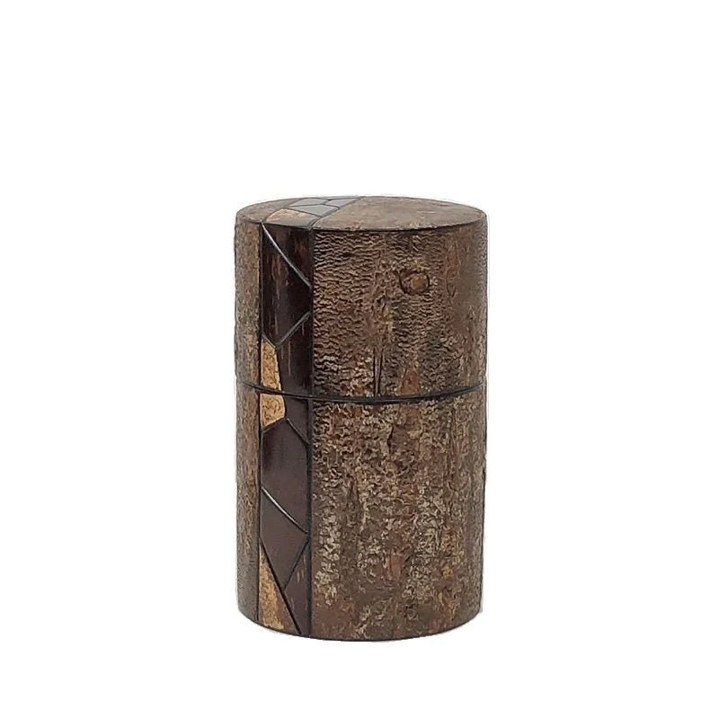 Fujiki Denshiro: Frosted Oyamazakura Bark Chazutsu (Vertical Stripe) by Arakawa Keitaro 総皮茶筒 大山桜 霜降皮 縦(荒川慶太郎 作)
