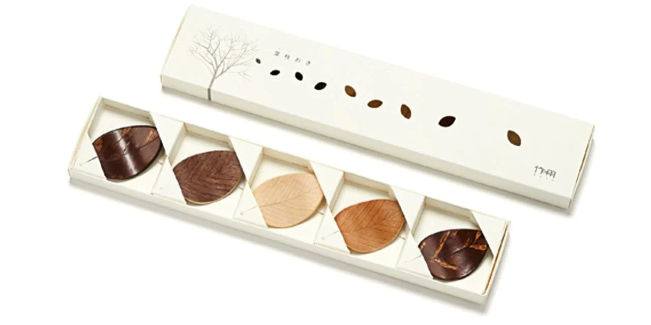 Fujiki Denshiro: Hashioki Leaves - Chopstick Rests, 5-piece set