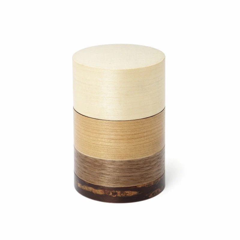Fujiki Denshiro: Wazutsu Series Kabazaiku Tea Canisters, 4-color Maple 輪筒4色 茶筒 かえで