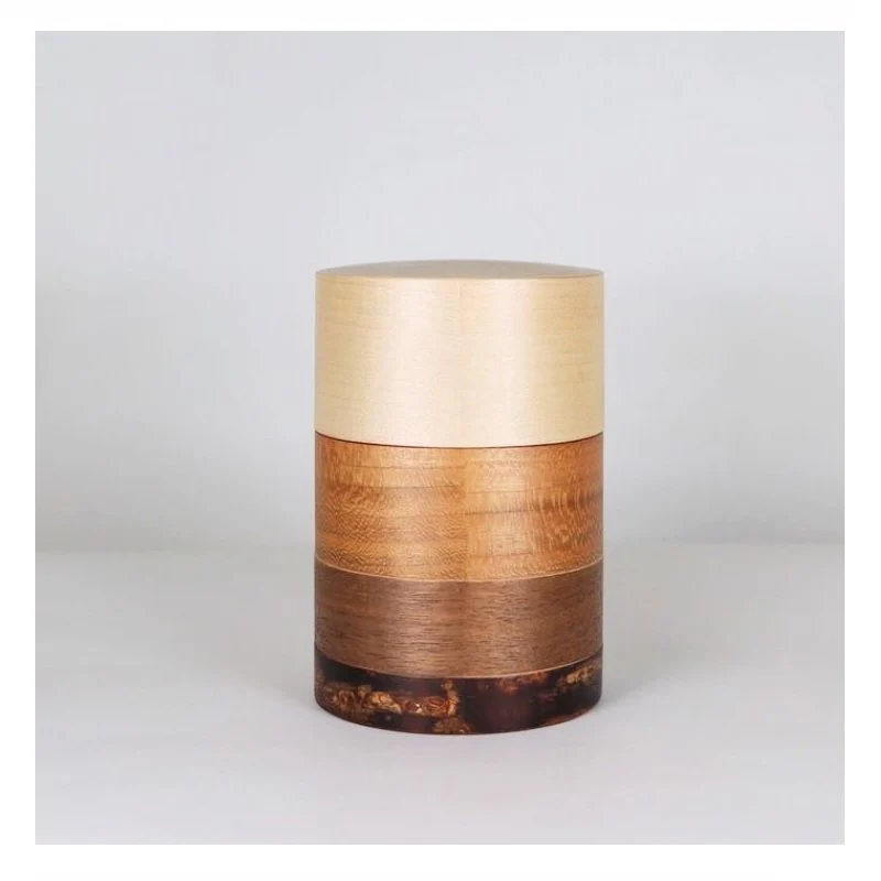 Fujiki Denshiro: Wazutsu Series Kabazaiku Tea Canisters, 4-color Maple 輪筒4色 茶筒 かえで - Image 3