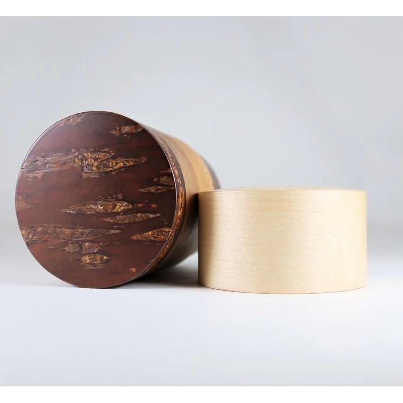 Fujiki Denshiro: Wazutsu Series Kabazaiku Tea Canisters, 4-color Maple 輪筒4色 茶筒 かえで - Image 5