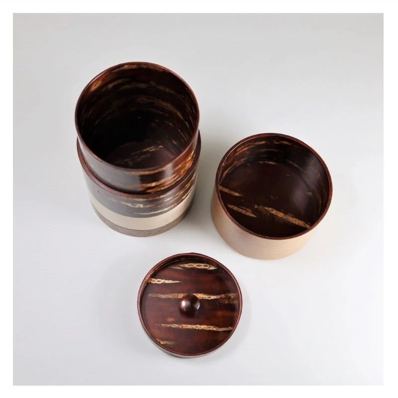 Fujiki Denshiro: Wazutsu Series Kabazaiku Tea Canisters, 4-color Sakura 輪筒4色 茶筒 さくら - Image 4