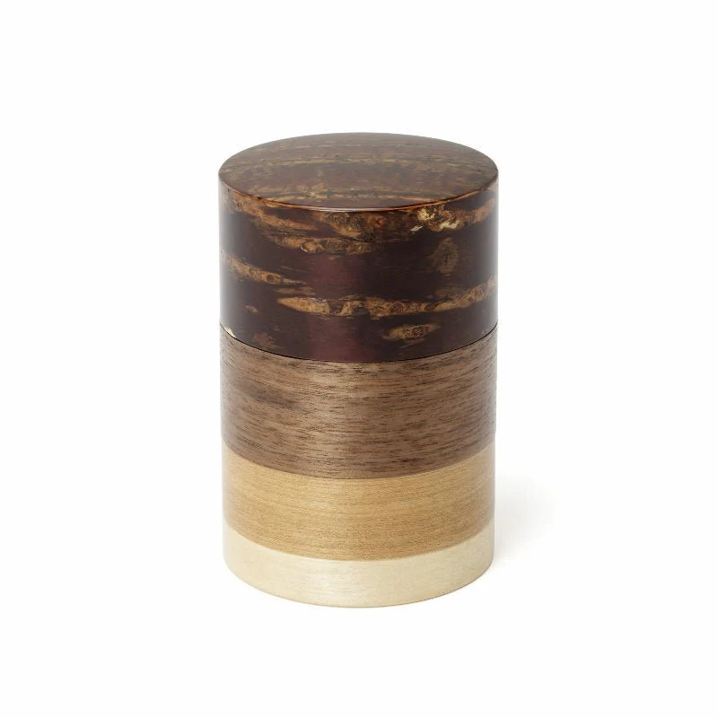 Fujiki Denshiro: Wazutsu Series Kabazaiku Tea Canisters, 4-color Sakura Bark 輪筒4色 茶筒 無地皮
