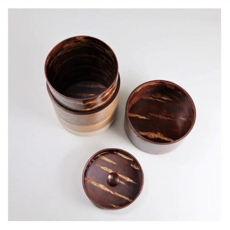 Fujiki Denshiro: Wazutsu Series Kabazaiku Tea Canisters, 4-color Sakura Bark 輪筒4色 茶筒 無地皮 - Image 4