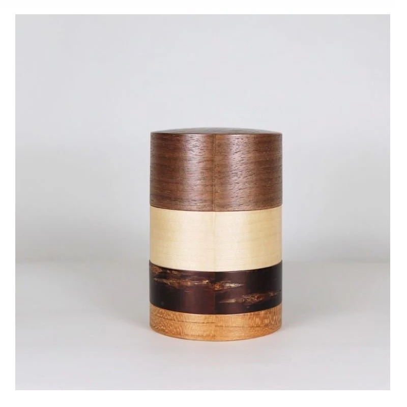 Fujiki Denshiro: Wazutsu Series Kabazaiku Tea Canisters, 4-color Walnut 輪筒4色 茶筒 くるみ - Image 3
