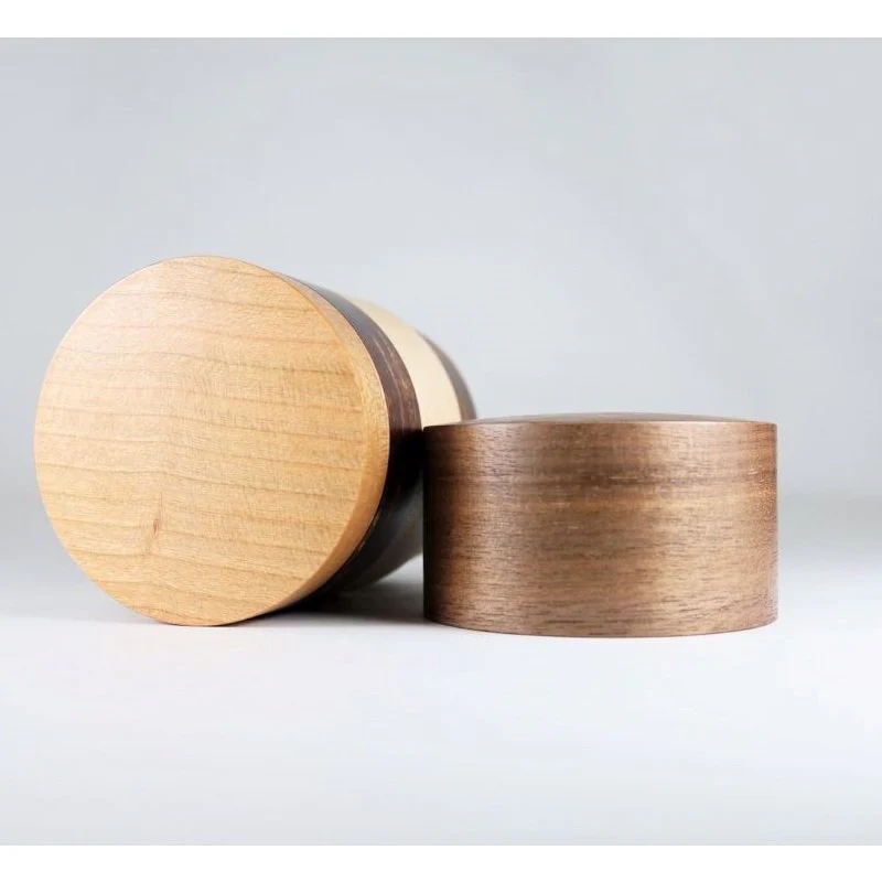 Fujiki Denshiro: Wazutsu Series Kabazaiku Tea Canisters, 4-color Walnut 輪筒4色 茶筒 くるみ - Image 5