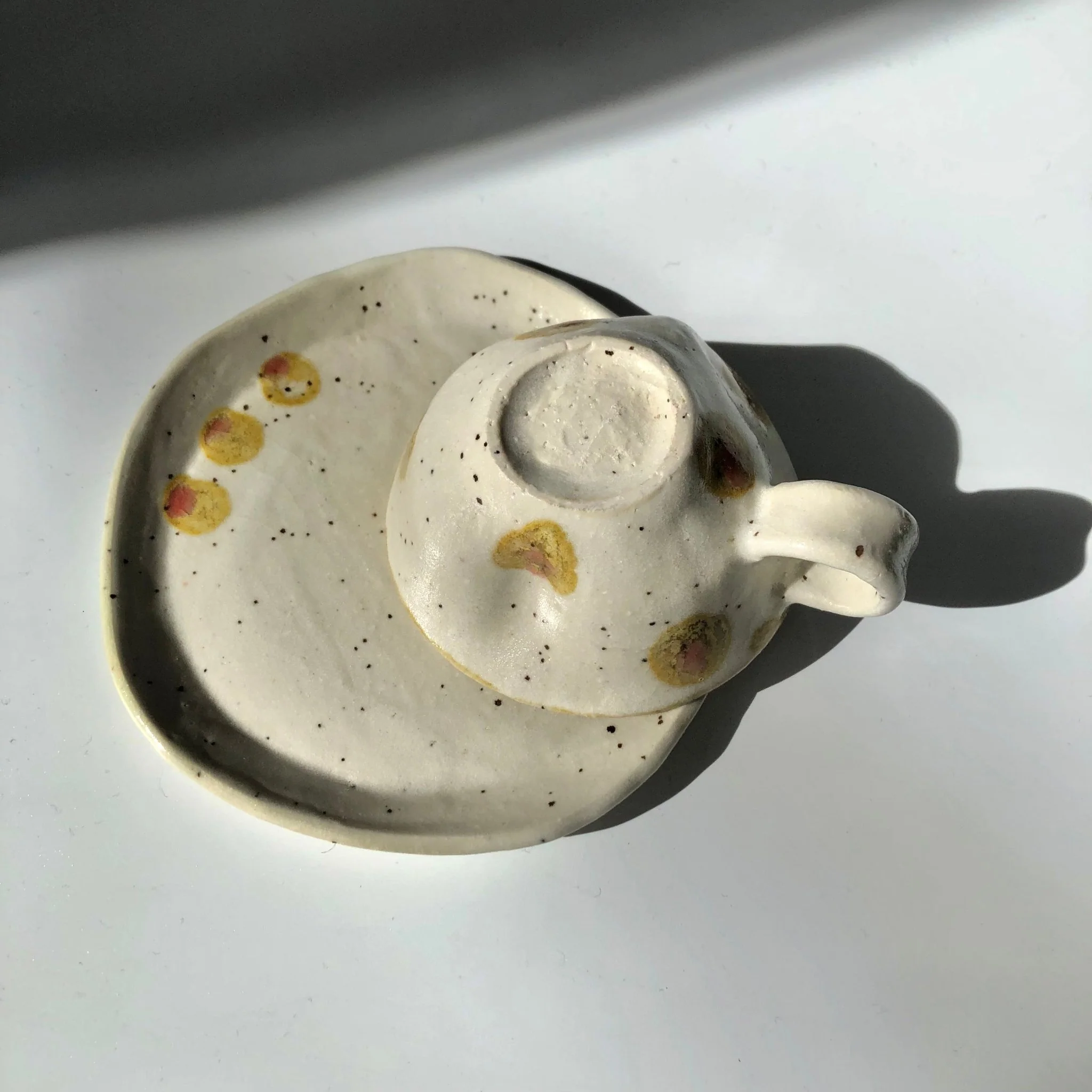 Hiroshi Hirai: Heart Shaped Cup & Saucer Set, Yellow Accents - Image 5