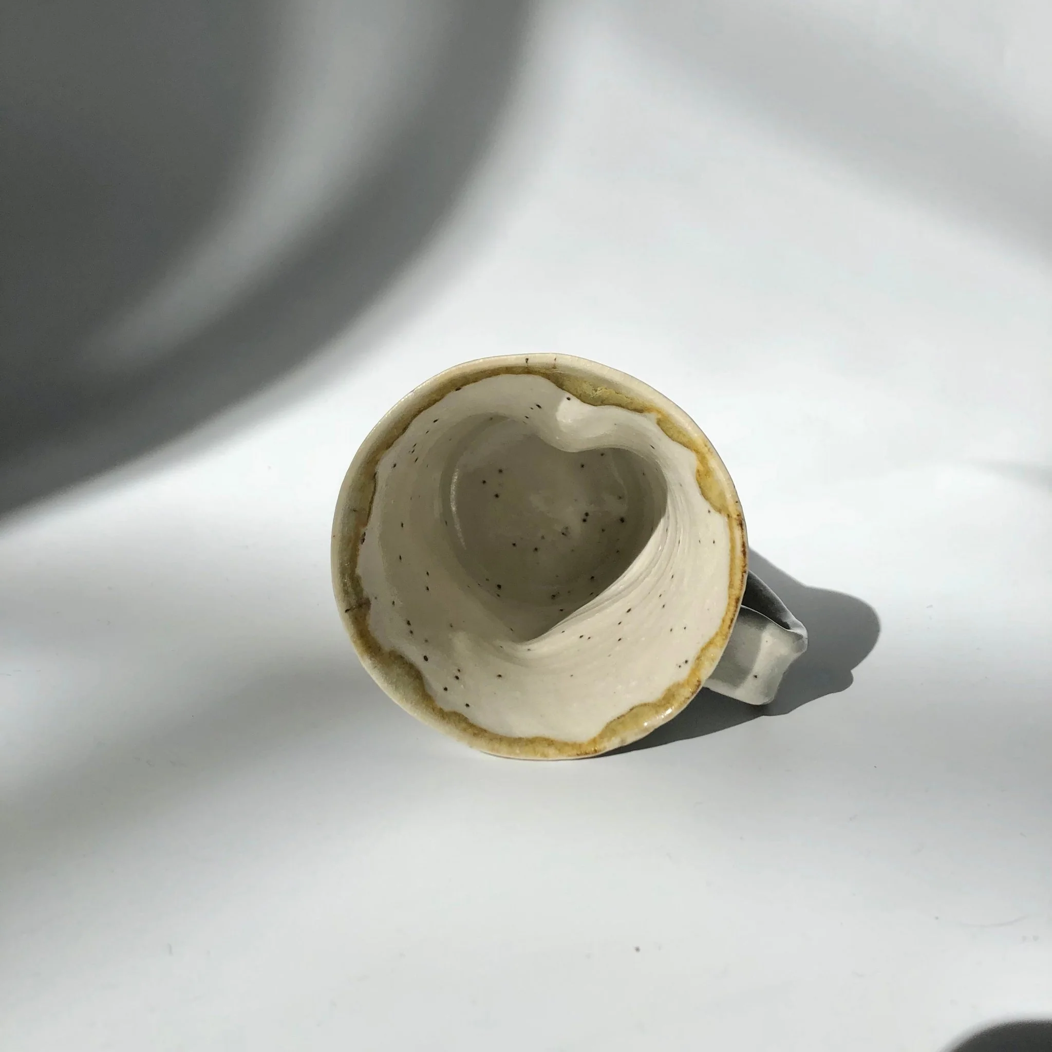 Hiroshi Hirai: Heart Shaped Mug Cup, Yellow Accents - Image 3
