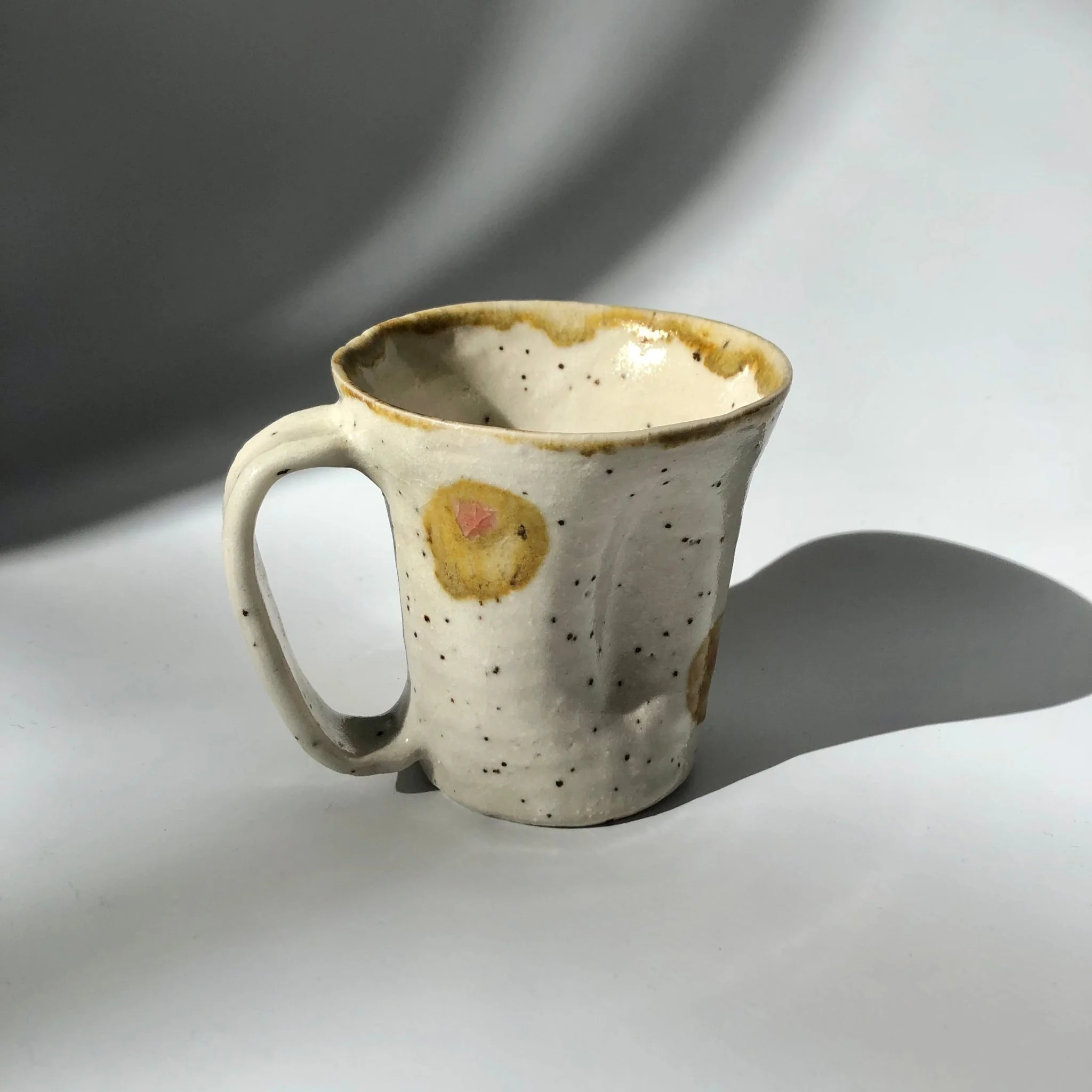 Hiroshi Hirai: Heart Shaped Mug Cup, Yellow Accents - Image 5