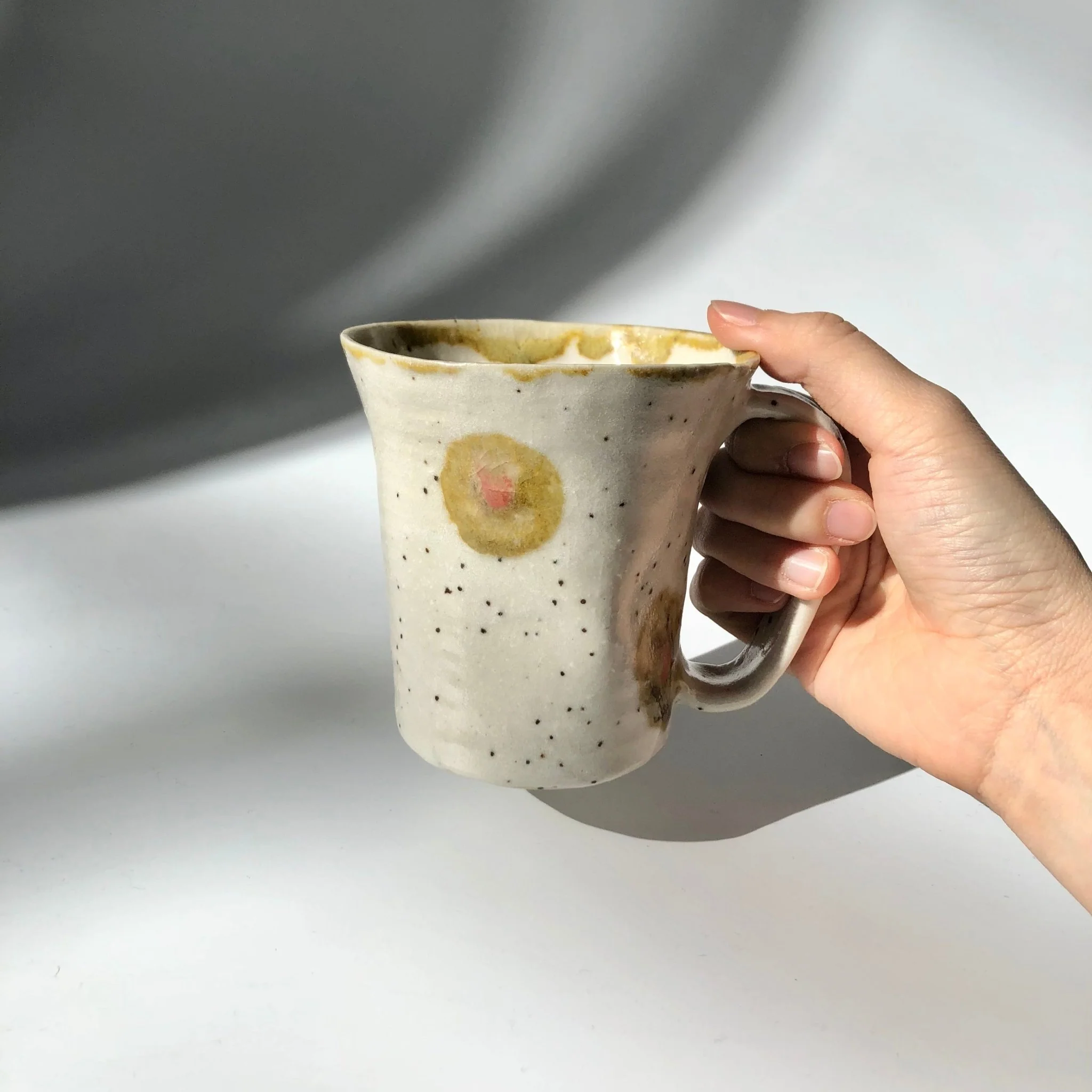 Hiroshi Hirai: Heart Shaped Mug Cup, Yellow Accents - Image 7