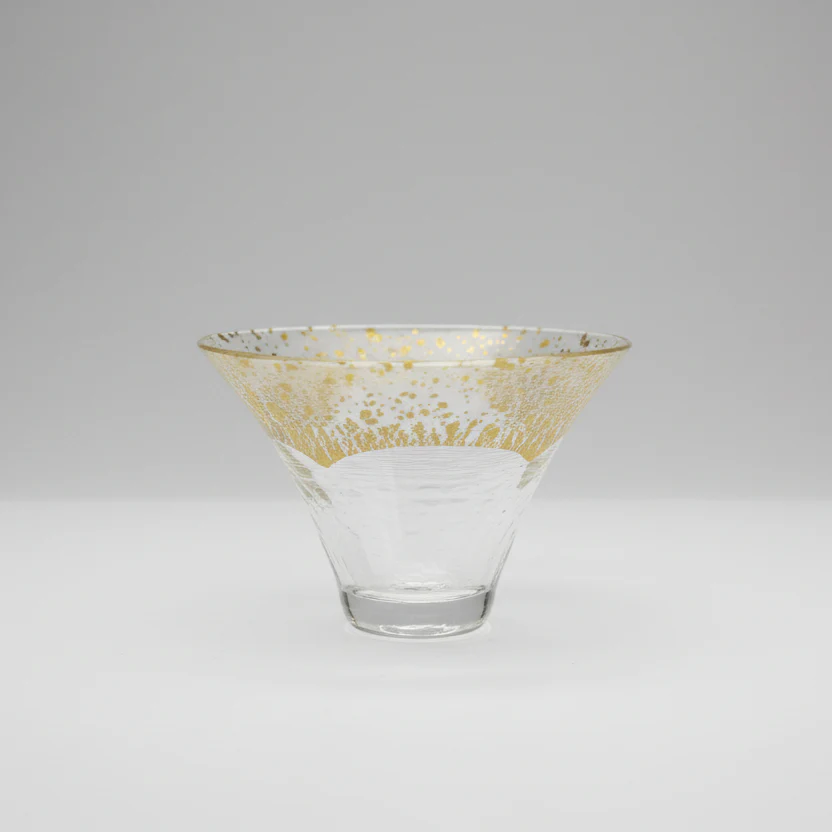 Kimoto Glass: Shofukuhai Mt. Fuji Gold Clear Sake Glass, 65 ml