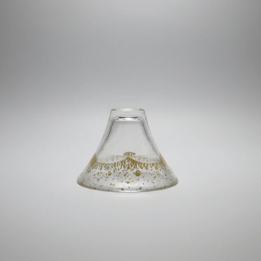 Kimoto Glass: Shofukuhai Mt. Fuji Gold Clear Sake Glass, 65 ml - Image 2
