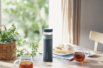 Lalaluctus Tea Bottle - Stainless Steel Tumbler with Tea Strainer - Dark Gray - 400 ml - Image 6