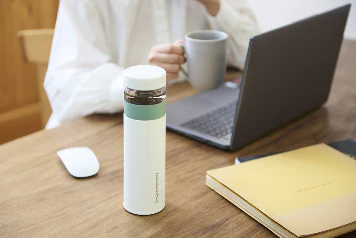 Lalaluctus Tea Bottle - Stainless Steel Tumbler with Tea Strainer - Cream White - 400 ml - Image 2