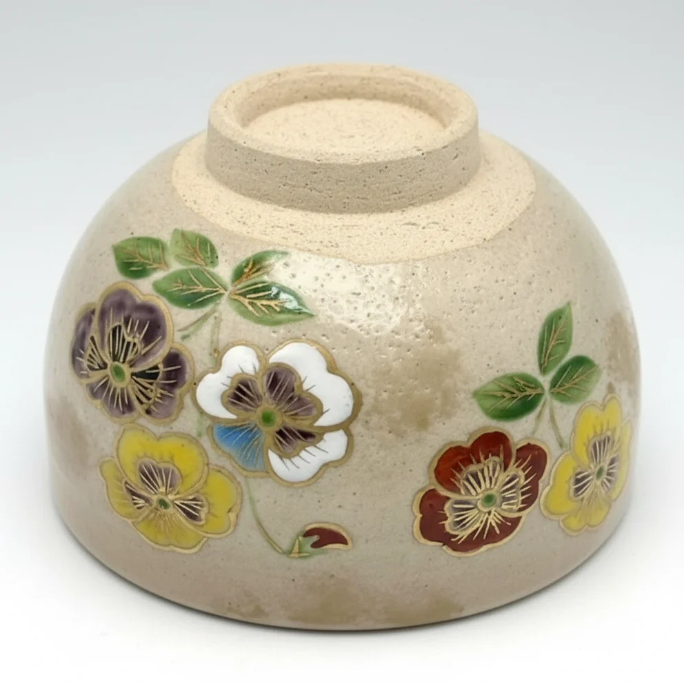 Nagomi: Kyo-yaki Matcha Bowl (京焼抹茶碗  Pansy / パンジー） - Image 2