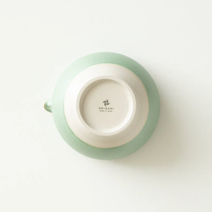 (while stock lasts) Origami Tea Matsukaze Green Minoyaki Porcelain Matcha Bowl with Pouring Lip　抹茶碗 松風グリーン - Image 3