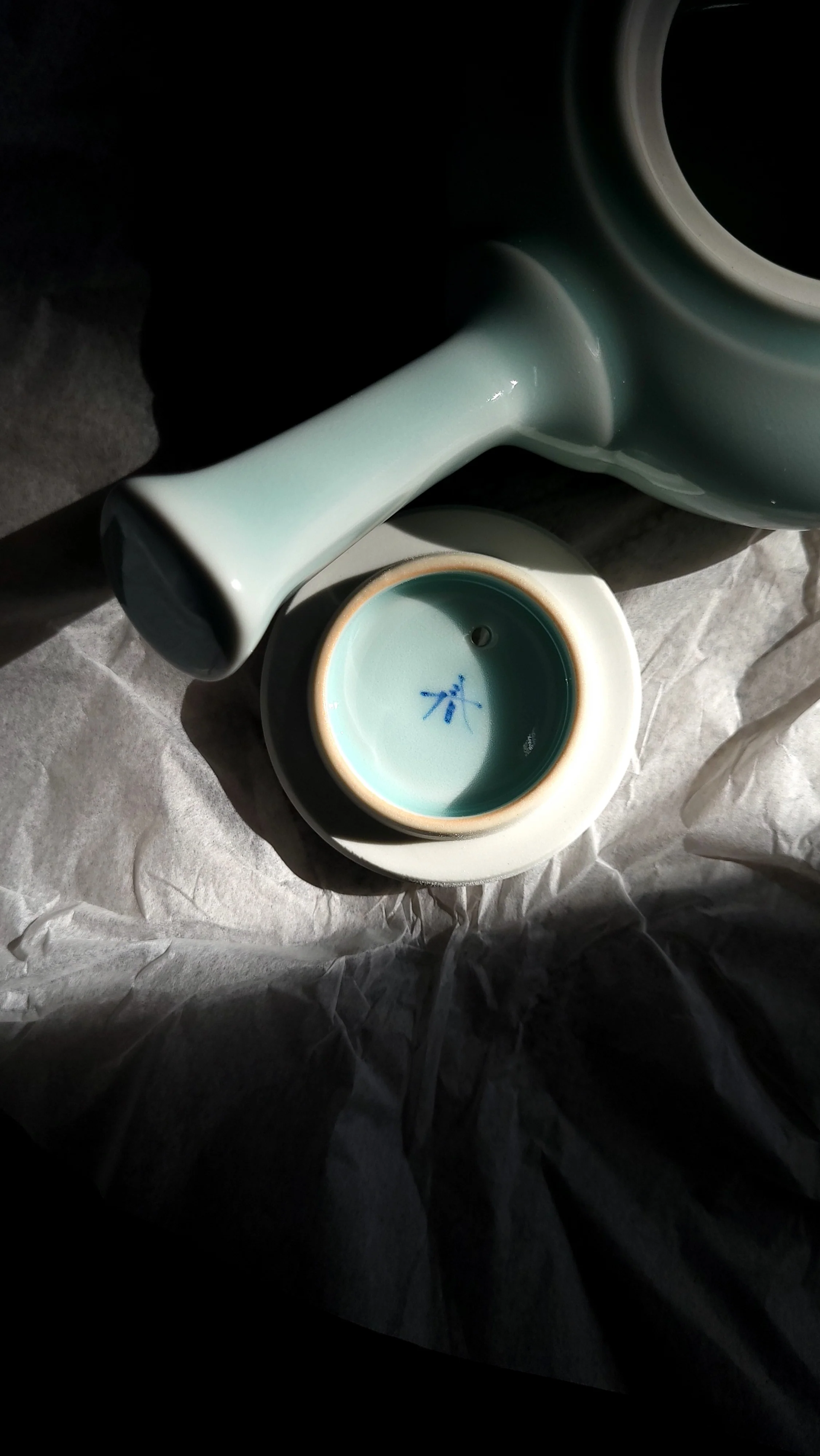 Saikai Ceramics: Hasamiyaki Blue Porcelain Kyusu Set - Tea Pot + Two Tea Cups - Image 5
