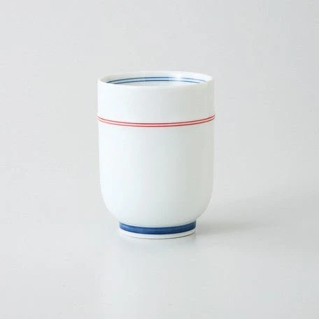 Saikai Ceramics: Red Trim, White Porcelain Yunomi Tea Cup 150 ml - Image 5