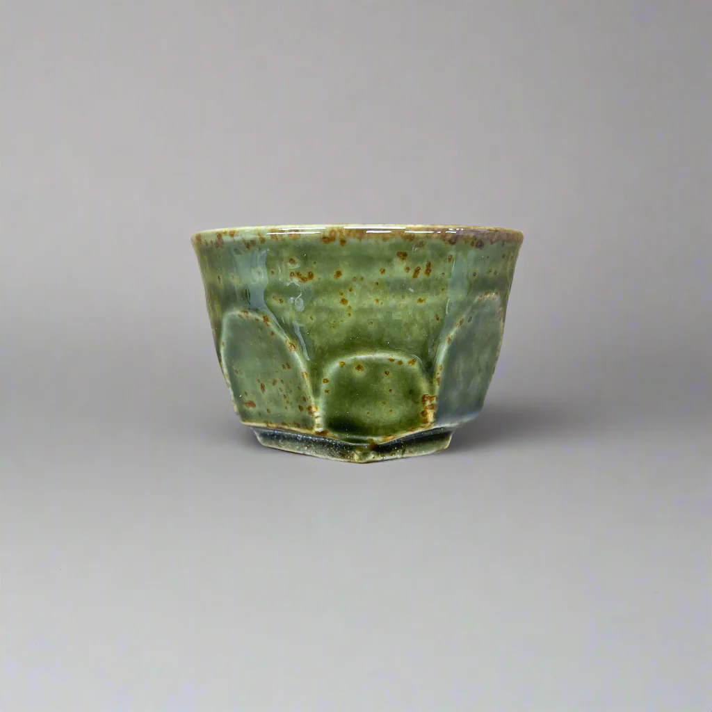 Seiangama: Carved Design Mino-yaki Guinomi Cup 5 Piece Set with Wooden Box εγδΊζ§γγεζ - Image 18