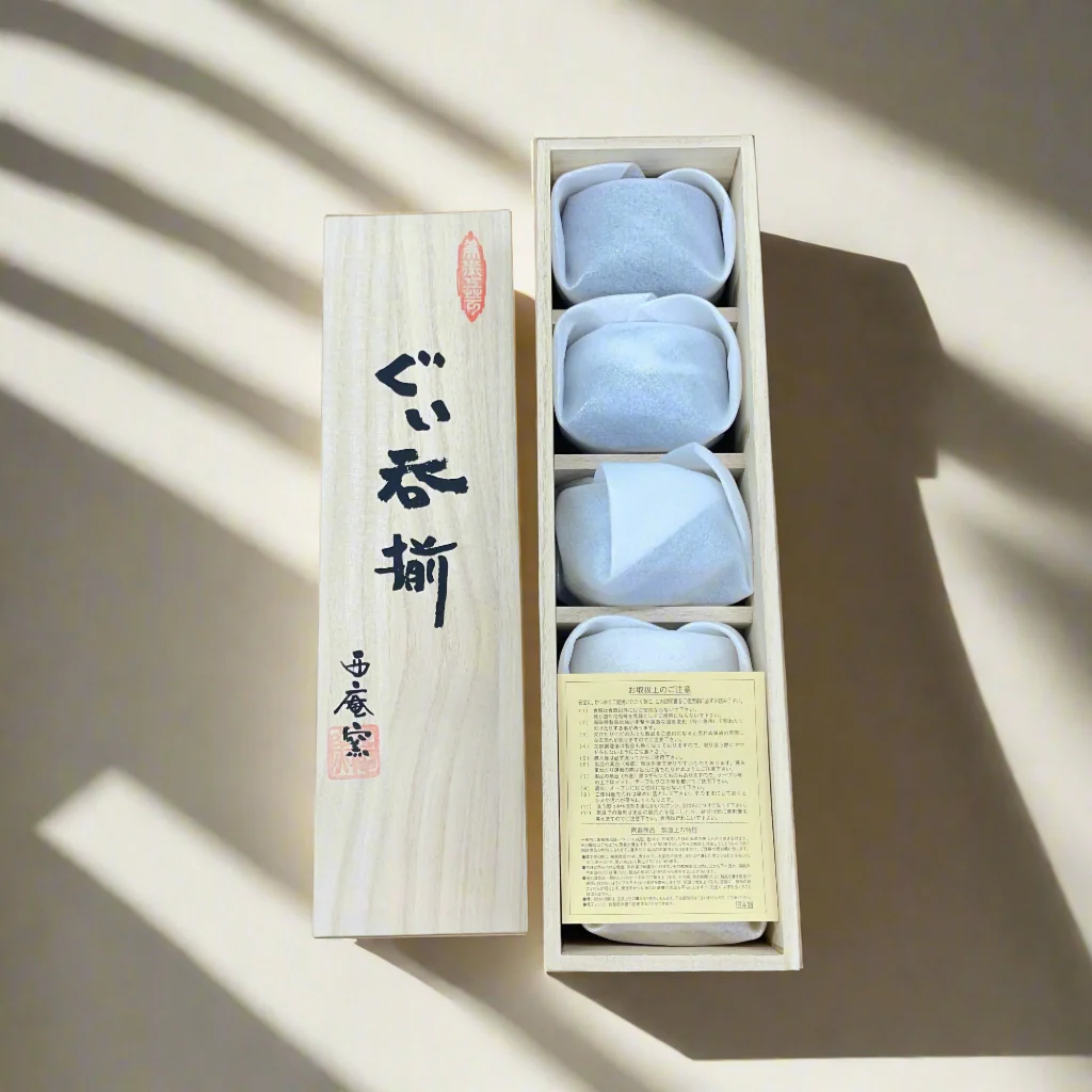 Seiangama: Handmade Mino-yaki Guinomi Cup 5 Piece Set with Wooden Box 手造り五様ぐい呑揃 - Image 21