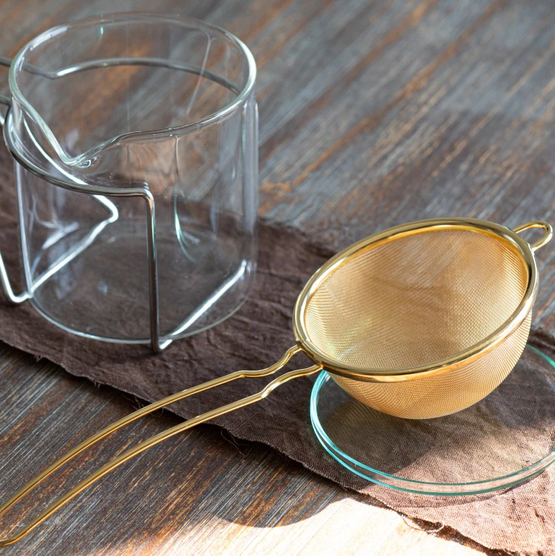 Three Snow: Stainless Steel Tea Strainer (Gold) 共柄茶こし - Image 2