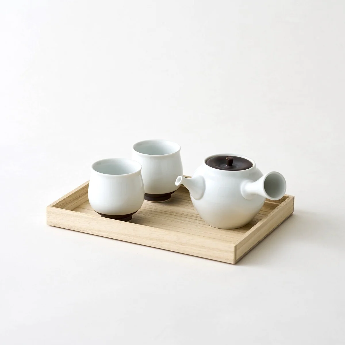 WDH - Hasamiyaki Porcelain White Kyusu Tea Set (Pot + 2 Cups) - Image 8