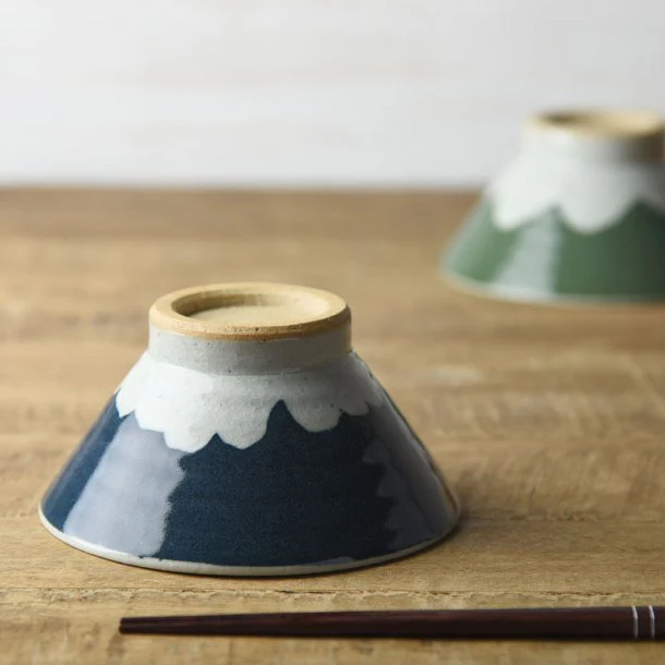 Yamani - Teshigoto Series: Mt Fuji Rice Bowl, 13 cm, Indigo
