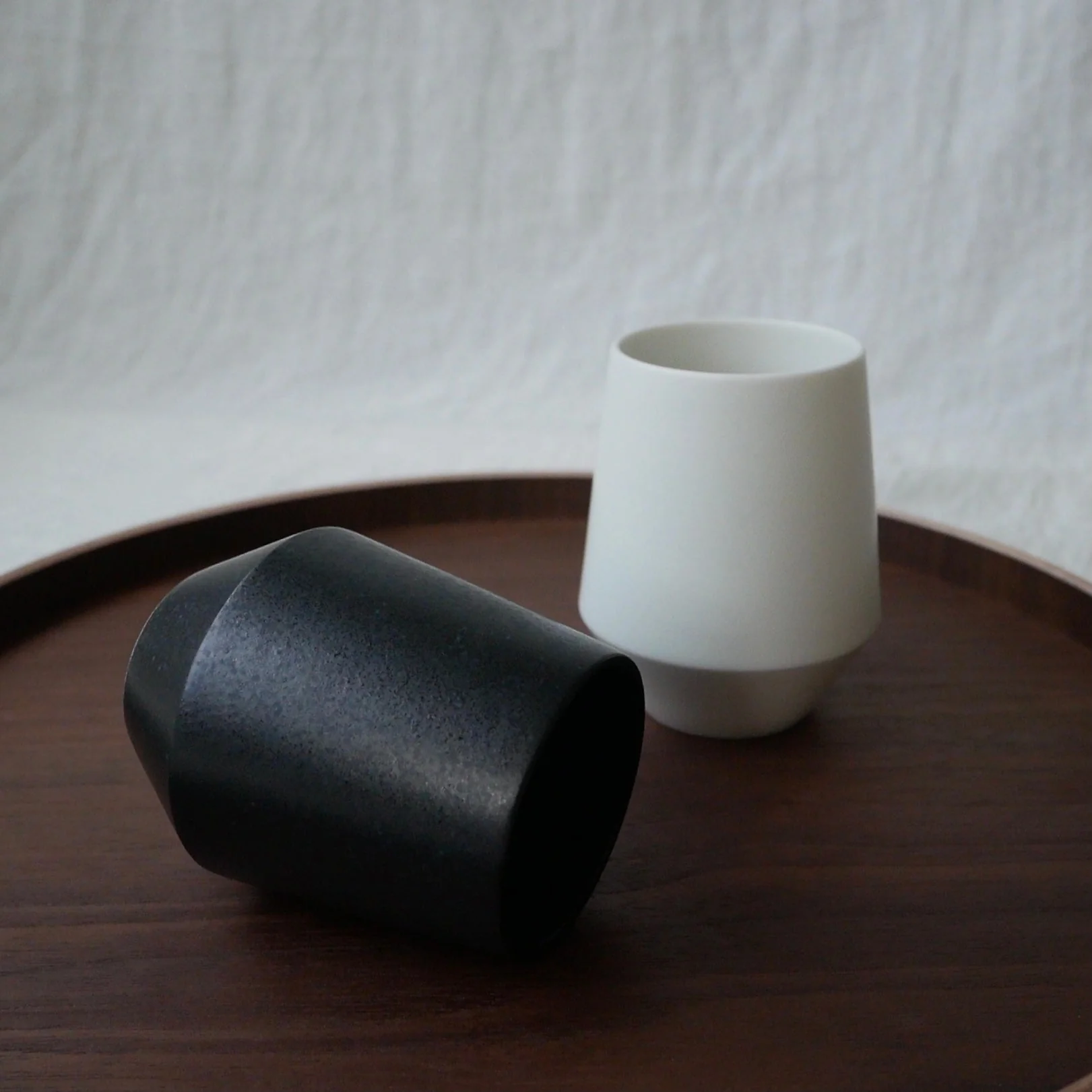 Yamatsu Kiln (Minoyaki, Gifu): Minimalist Frustum Yunomi Tea Cup, Black - Image 2