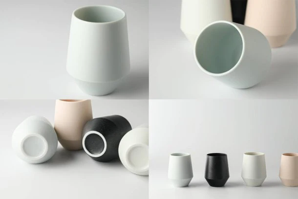Yamatsu Kiln (Minoyaki, Gifu): Minimalist Frustum Yunomi Tea Cup, Pale blue - Image 2