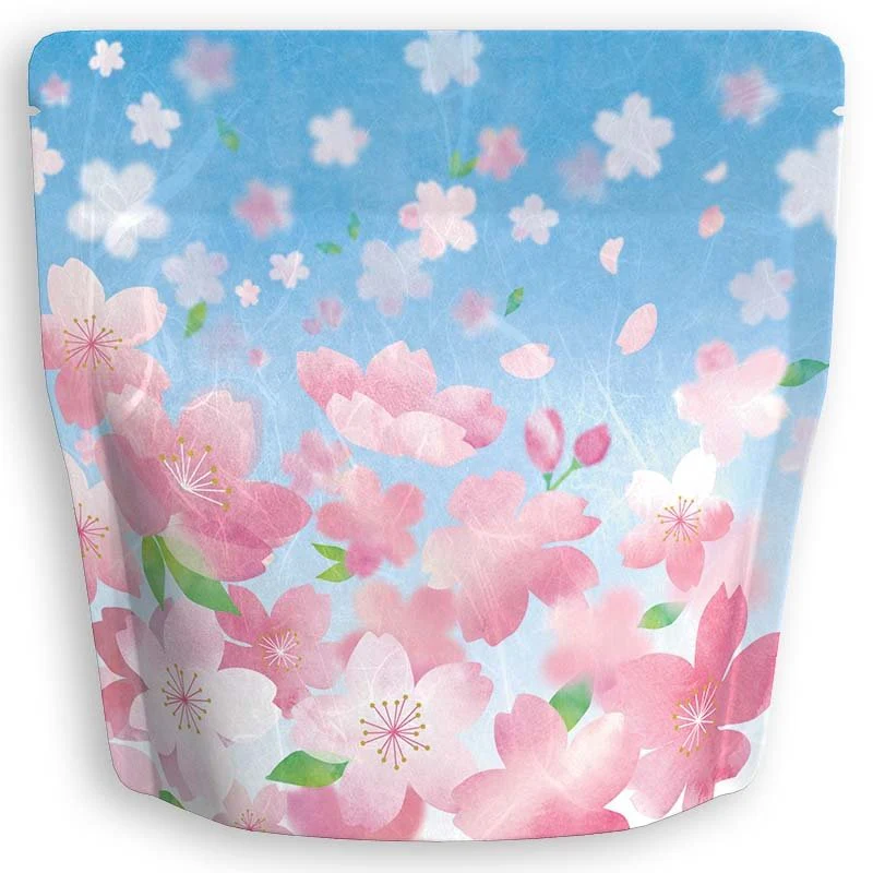 Yoshimura Pack 10132 Resealable Washi Paper Bag Sakura Blue Sky 雲竜アルミチャック付スタンド袋 桜舞う
